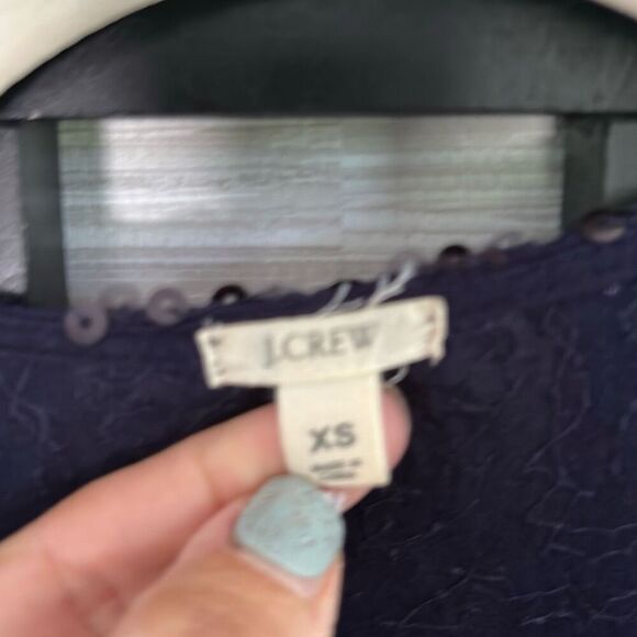 J.Crew adorable sequins nautical anchor top navy white XS - Picture 3 of 5